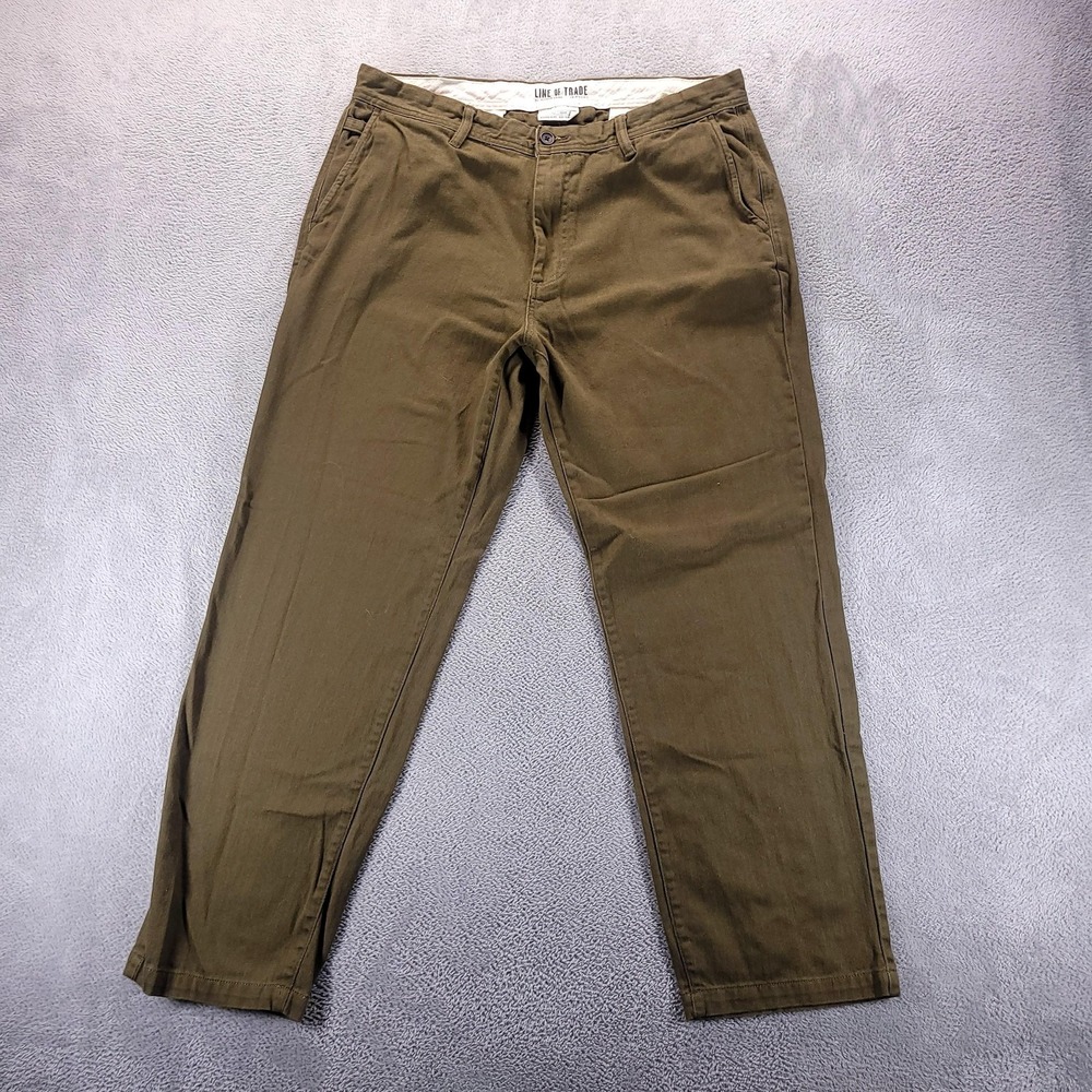 Line Of Trade Pants Mens 38x32 Brown Officer Chino Cotton Herringbone Casual